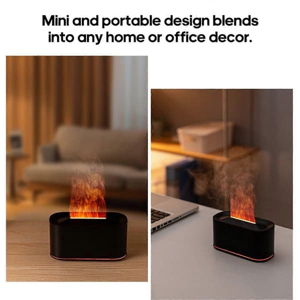 USB Mini Aromaspridare Eterisk Oljespridare Simulerad Låga Eterisk Oljearomaterapi Skrivbord[D]