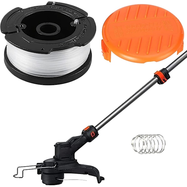 Ersättningsspole för Black+decker Af-100 grästrimmer automatisk matning ersättning (6/8 spolar, 2 huv, 2 fjäder) (6 st) [kk]