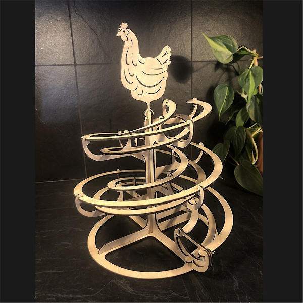 Ägghållare i trä, spiralformad design, äggförvaringshylla, spiralformad dispenserställ, utrymmesbesparande förvaring As Shown