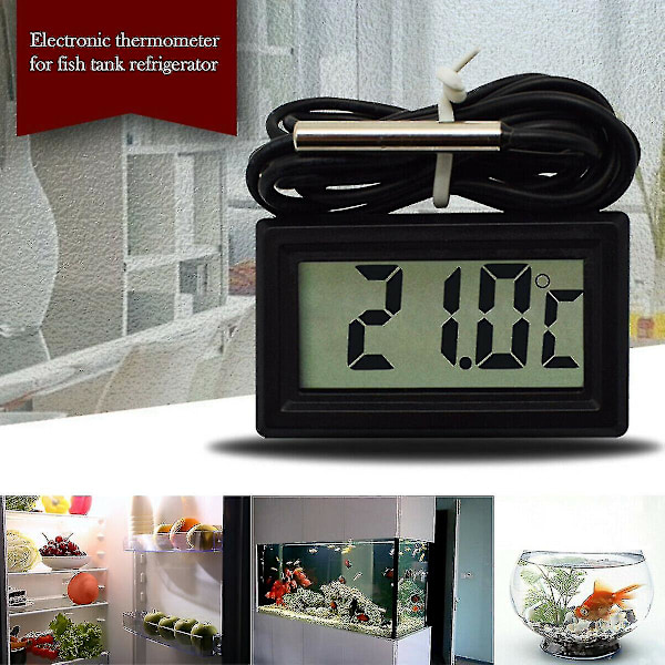 2-5m Mini Termometer Temperatur LCD-display Digital M/ Sond Svart-kabel Verktyg[D] 2M