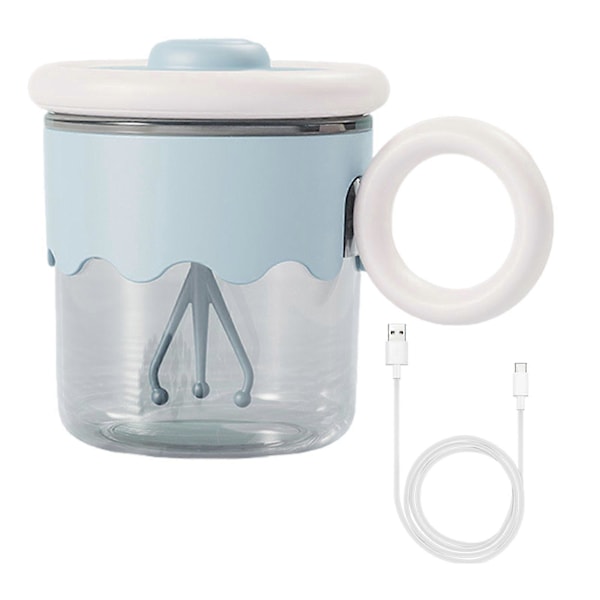 Selvrørende Kaffekopp Elektrisk Mikserkopp 400ml USB Oppladbar Automatisk Blandingsglass Tumbler med Lokk og Håndtak for Hjemmekontor Reise [D] Blue
