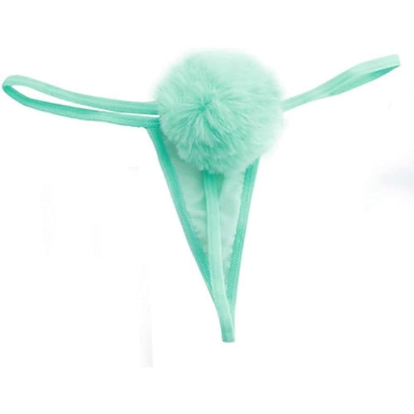 Kaise Sexiga stringtrosor för kvinnor Söt kaninsvans G-string Pälsboll Bikini T-rygg Cosplay Underkläder Party Kostymgåva[D] Mint Green