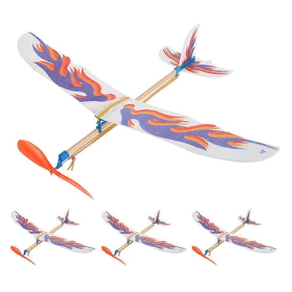 Gummidriven Leksaksflygplan DIY Monteringsmodell Flygplan 4st för Lek [D]