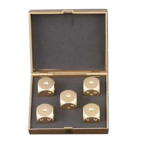 5 kpl Noppaa 15mm Metallinoppa Kotelolla 6-sivuinen Kulta Mahjong Noppasarja Jin[D]
