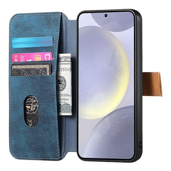 Plånboksfodral i Retro Läder för Samsung Galaxy A36 5G med Armband och Ställ [D] Multicolor Blue