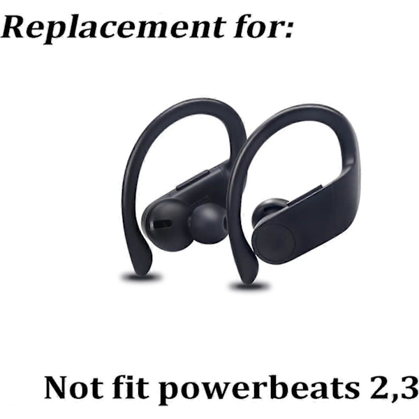 Erstatningsørepropper i silikon for Powerbeats Pro Beats Trådløse Øretelefoner, 4 par (Svart)