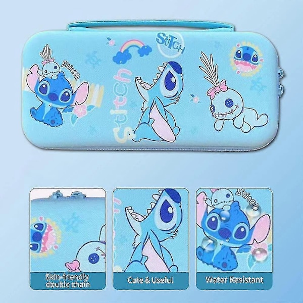 Søt Switch Bæreveske For Nintendo Switch Oled, Kawaii Hard Shell Bærbar Reiseveske Med 12 Spillkortspor, Indre Beskyttende (blå)