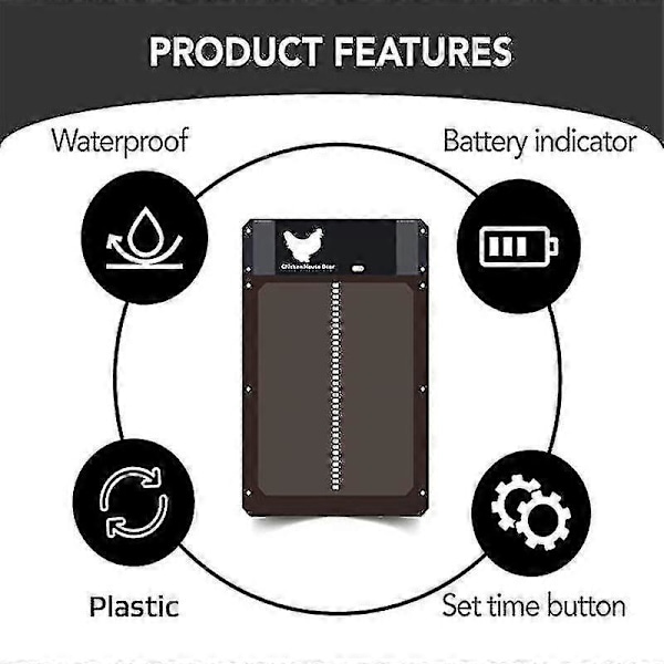 Brun Automatisk Hönshusdörr, Ljuskänslig Automatisk Hönshusdörr, Batteridriven Hönshustillbehör, IP44