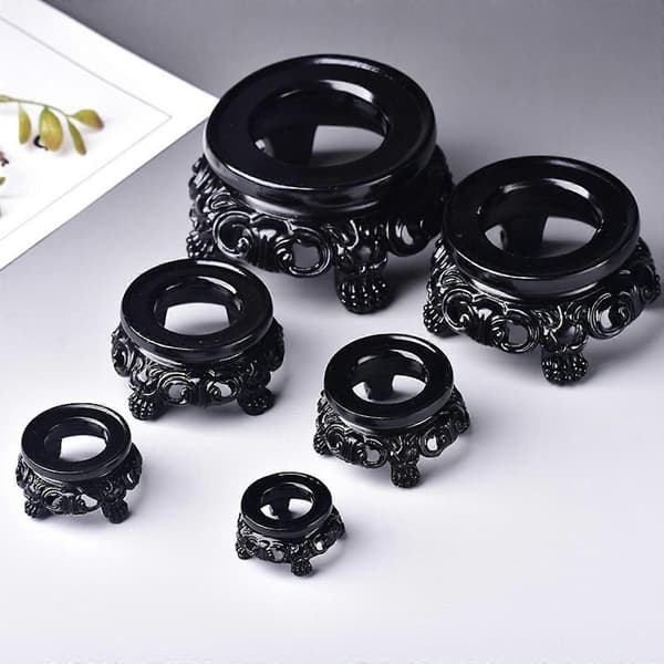 Dekorativ krystallkulebase for hjemmeinnredning til kontor og stue [D] Black Medium