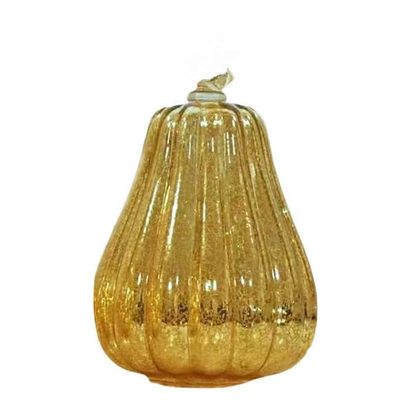 Glitterende Glassgresskar Bordlampe Med Timer, Høstdekorlys For Peis (D) b