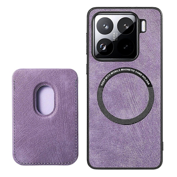 Nahkainen korttitasku puhelinkotelo Xiaomi 15[D]:lle Purple
