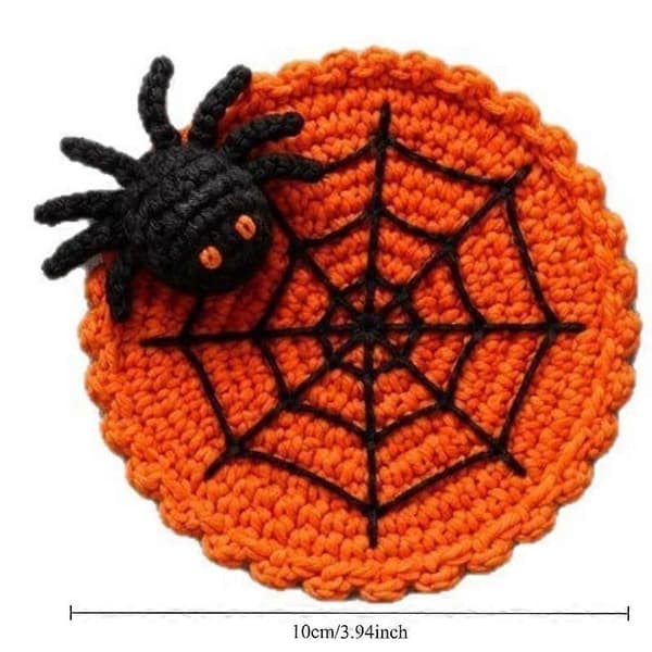 Gotisk spindelnät handgjord underlägg, läskig Halloween soffbord heminredning (D) orange
