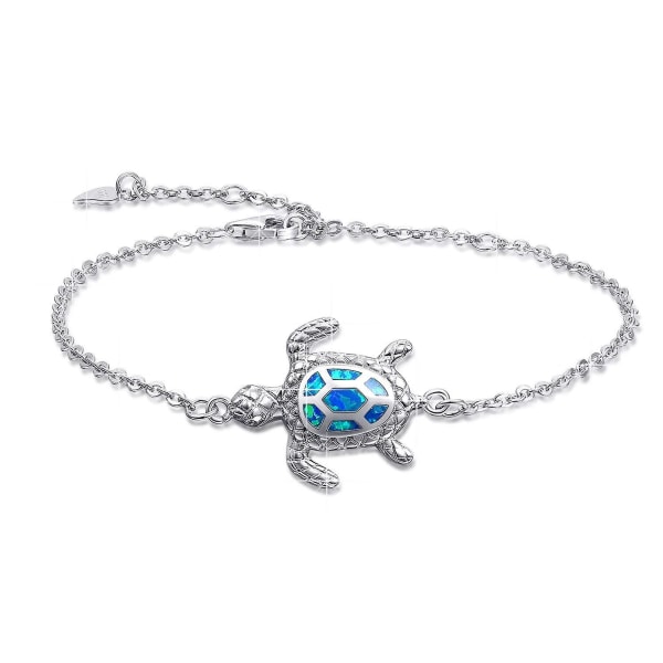 Blå Opal Sköldpadda Armband Sterling Silver Armband Dam Smycken Ny Utgåva Nivå 4 Justerbart Armband [kk]