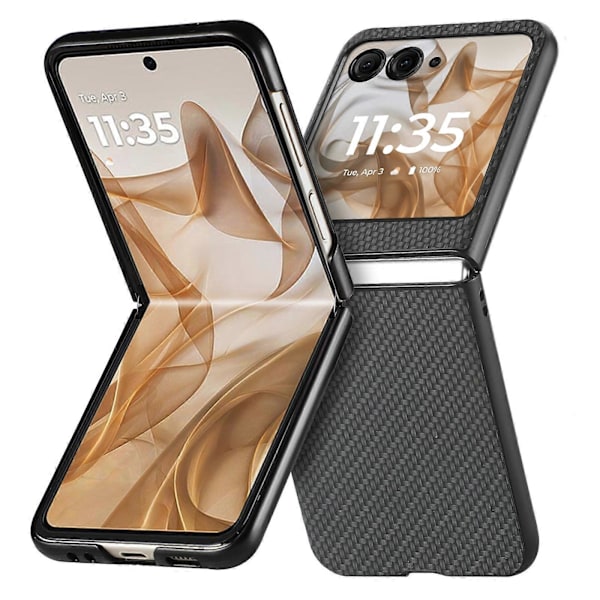 Mobildeksel i karbonfibertekstur for Motorola Razr 50 Black