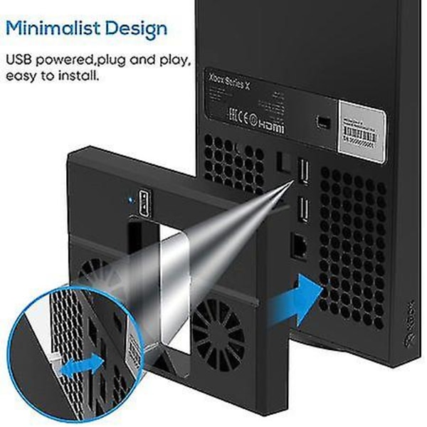 Usb-fläkt för Xbox Series X-konsol, kylsystem för Xbox Series X med 2 fläktar och 2.0 USB-port - Endast för Xbox Series X
