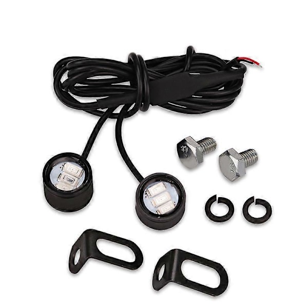 2 stk. Motorcykel LED Strobe Lygter Motor Strobe Blinkende Advarselsbremselys Lampe 12V Spotlight Fiskeøje Linse Lampe Gul Blå Hvid