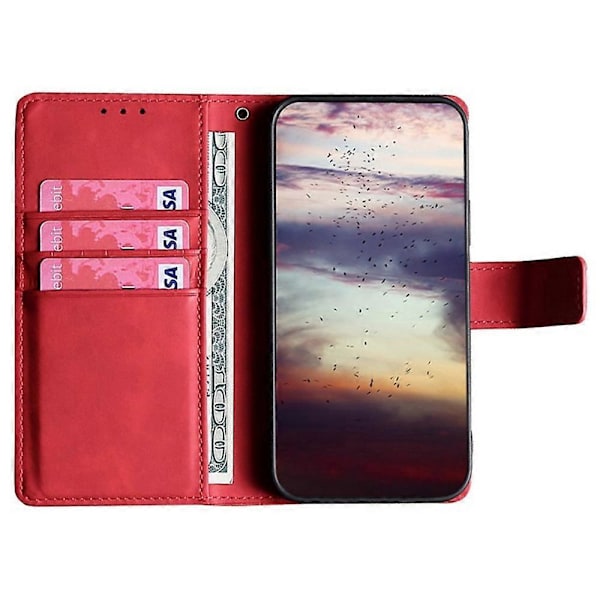 För Realme C75/Realme 14x 5G Läderfodral Plånboksställ Krokodiltextur Mobiltelefonskydd[D] Multicolor Red