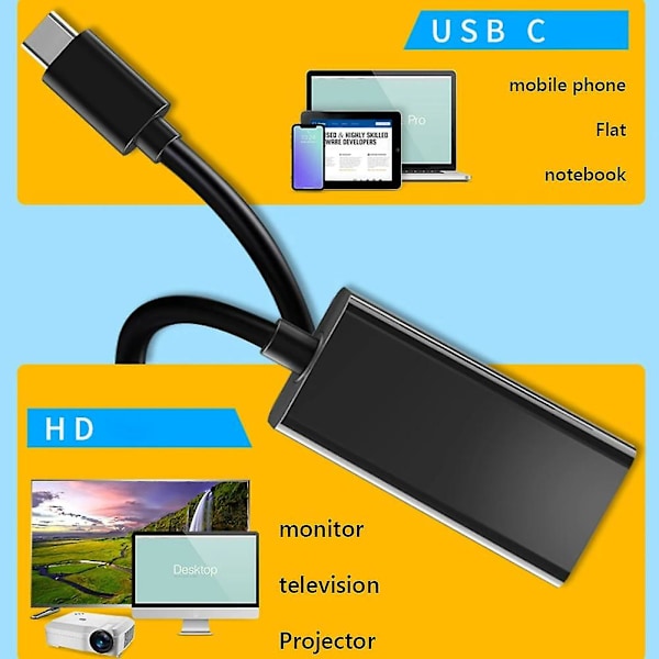 USB-C till HDMI-kompatibel adapterkabel Typ C till 4K HDTV-konverteringskabel USB 3.1 för projektor PC MacBook Pro bärbar dator surfplatta HUAWEI