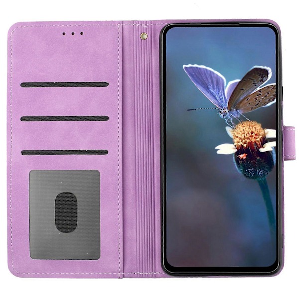 Lommebokveske i lær med blomstertrykk for Samsung Galaxy A21s, sammenleggbar stativ, telefondeksel Multicolor Style C
