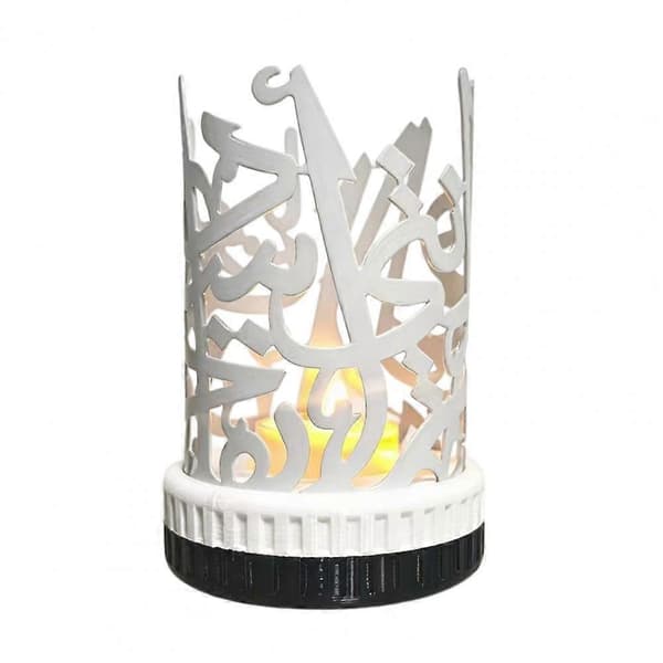 Lysestake Retro Arabisk Stil Islamsk Lykt Dekor Vindtett Telysholder (D) White