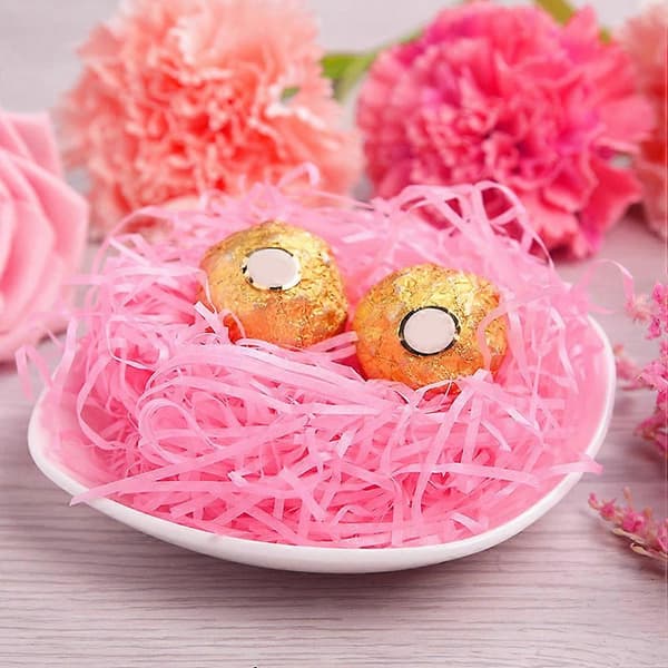 Raffia Makuleringssilke Emballasjeboks Tilbehør for 1 pakke Rosa Boksefyll [D]