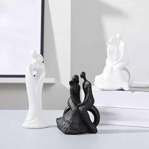 Par Statue Kollektion Abstrakt Bordpynt til Bryllupsskabsindretning sid sort[D] white sit