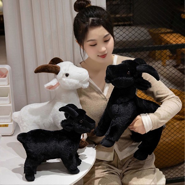 Stående Gett Plush Leksak Svart Vit Get Plushie Fylld Djurdocka Kudde Hem Kontor Sovrum Dekoration Barn Vuxna Jul Födelsedagspresent