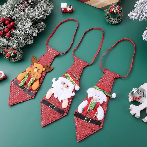 3 stk. Holdbart kreativt slips Julepolyester Printet slips Juleartikler[D]