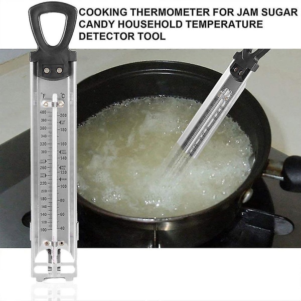 Hemgjord sockertermometer för matlagning av godis eller sylt, fritering och allmän användning i köket, rostfritt stål, 30,5 cm [kk]