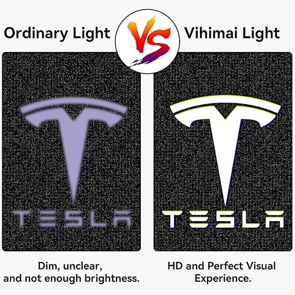 Dørlogo-projektorlys Velkomstlys Trinnlys for Tesla Model 3 Model Y Model S Model X Billedørlys Tesla-lys Tesla-tilbehør, 4 stk./pakke