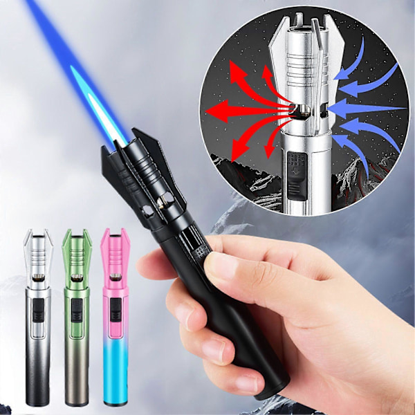 2025 Ny Lightsaber Jet Flame Torch Tändare Vindtät Butan Tändare för Ljus, Bakning, Grillning & Utomhuscamping[D] Black and White