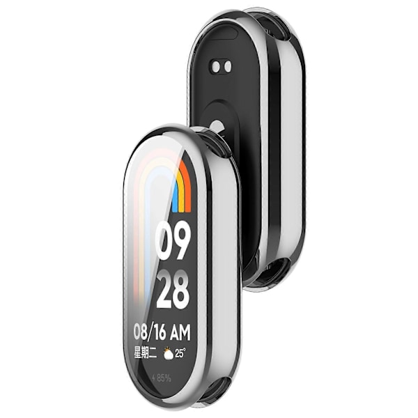 Xiaomi Smart Band 8/Mi Band 9/9 NFC -älykellon galvanoidulle täyssuojakuorelle TPU-kellokehyskotelo [D] Silver