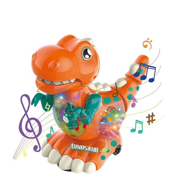 Ny Ankomst Baby Leksaker Krypande Gående Dinosaurieleksaker Med Musikaliska Ljusleksaker för 1 2 3 År Gamla Pojkar Och Flickor Baby Sensoriska Leksaker[D] Orange