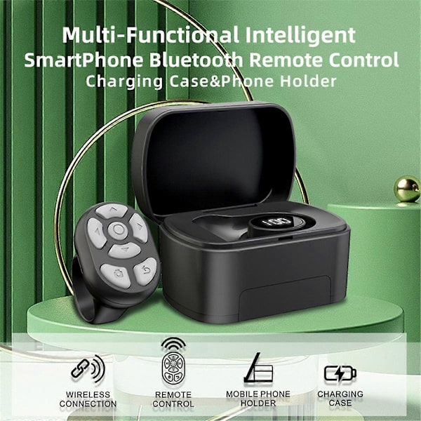 Trådløs Bluetooth Ring Fjernbetjening Fingerspids Selfie Video Controller til Side Vender Browsing[D]