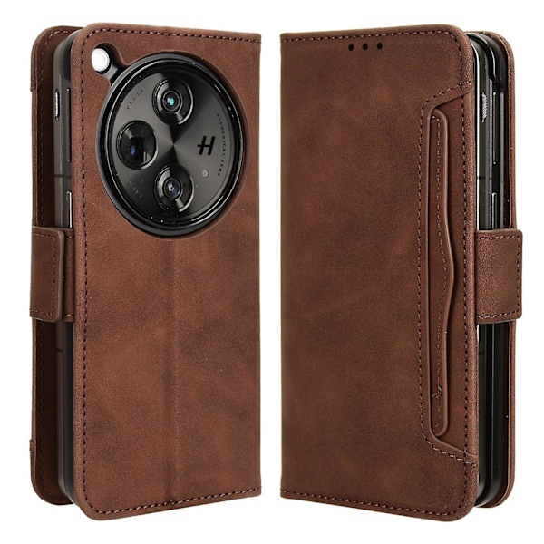 For Oppo Find N3 5G/OnePlus Open PU Læder Beskyttelsesetui Kort Holder Stativ Flip Cover