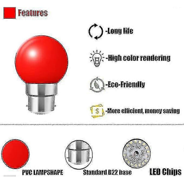 Barsinfi 20x B22 Bajonettikanta LED Värillinen Lamppu Mini Globe Golfball Lamput Ulkopatio Puutarhajuhliin[D]