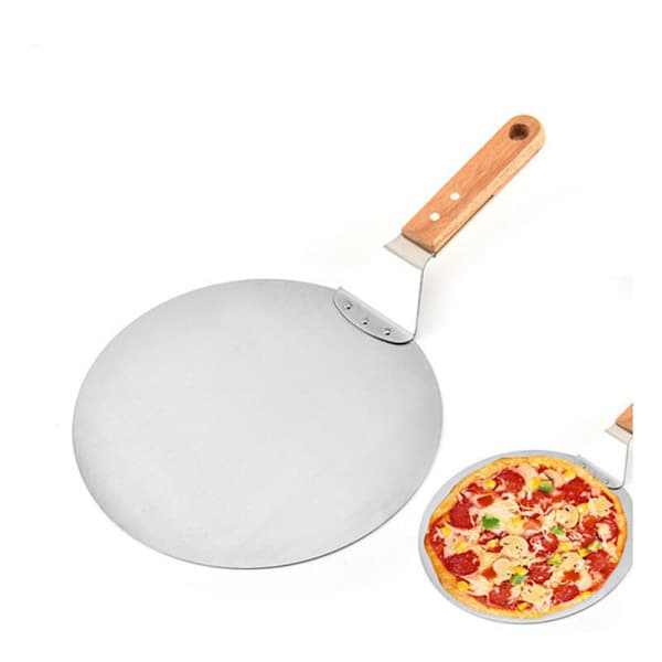 Pizzaspade i rustfrit stål med træhåndtag, pizzaspade til pizzasten, brødspade, kagespade, pizzaspade