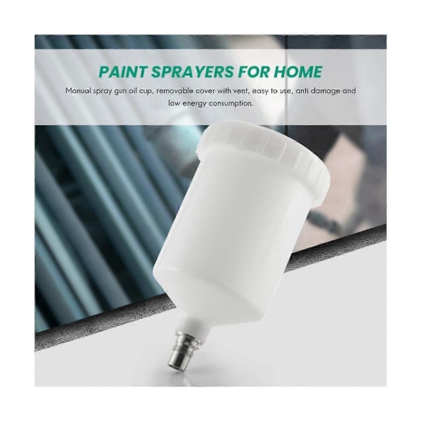 2 st 600 ml Plast Hvlp Färgkoppburk för Sata Sprayer Koppkontakt Jet Färgspruta White