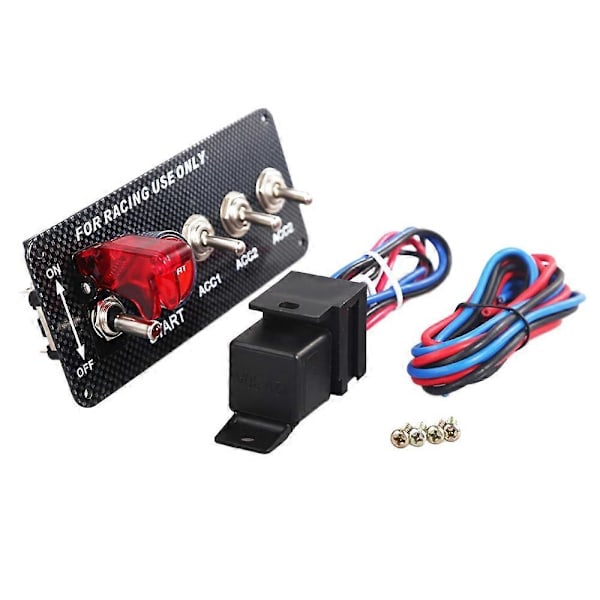 Bil 12V LED Toggle Tændingsswitch Panel Motorstart Trykknap Sæt Universal til 12V Power Speed black