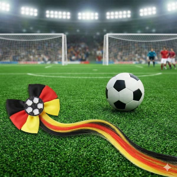 Fodboldhårpynt - VM-tema Sort Rød og Gul Stribede Hårelastikker til Fans