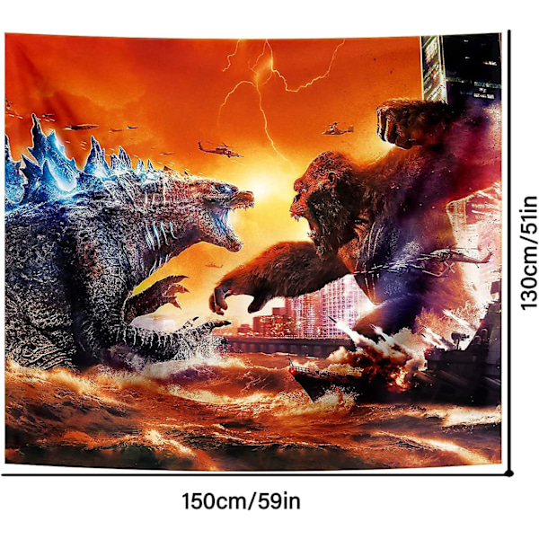Godzilla Vægtæppe Vægtappestry Væghængende Godzilla Vs Kong Af Monstrene Tema Baggrund Festtilbehør Vægtappestry Til Drengegaver Hjem Soveværelse Stue