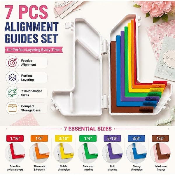 Papirhåndværk Justeringsguide 7 stk. Opbevaringsboks Kortfremstilling Scrapbooking (D)