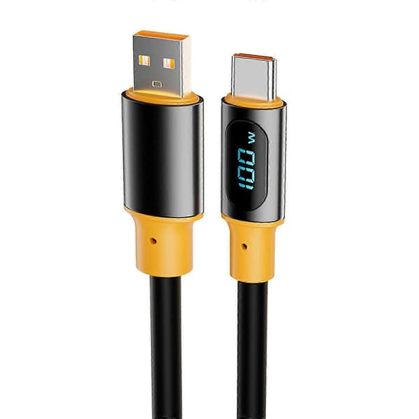 Hurtig PD100W Strømledning Digital Display USB til USB C Opladerkabel Understøtter Opladning og 480 Mbps Data Synkronisering sølv[D] Black