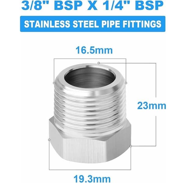 stykker 1/4\" hunn BSP til 3/8\" hann BSP smidd reduserende sekskantmutter, egnet for rørforbindelse Gris 100 g