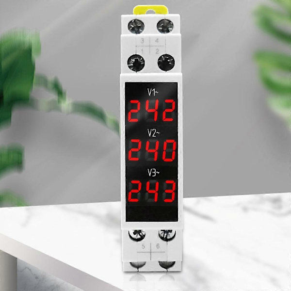 Trefase Voltmeter Din Skinnefeste AC80V-500V Mini Modulær-Voltmeter Måler[D]