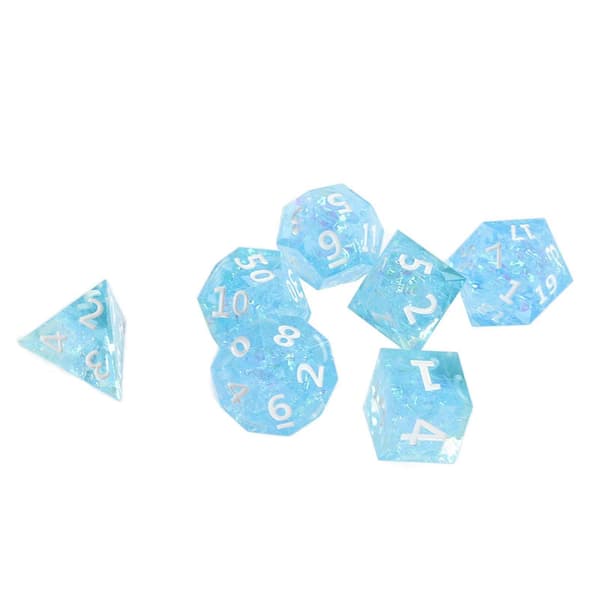 7 stk. Resin RUNFNG D&D Terninger Legetøj Polyhedral Terningesæt Transparent Bordspil Terningesæt til Rollespil 25-26s[D] White Number