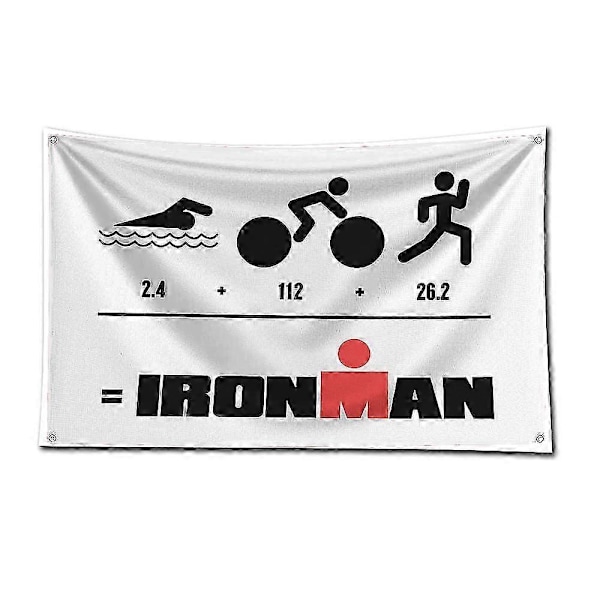 3x5 jalkaa I-ironmans lippu polyesteri digitaalipainatus banneri autotallin seinätaidetta varten ulko-oven koristelu messinkirenkailla T-triathlons[D] QZ90x150cm(35x59in) as the picture40169