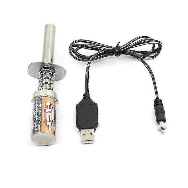 Nitro 1.2 V 1800mah Glødeplugsstarter Tændrør USB-lader til RC-bil