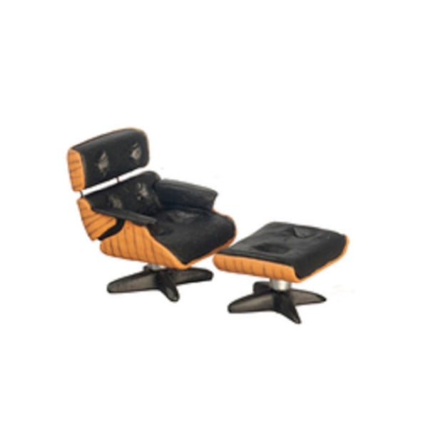 Dockhusdesigners Loungestol & Ottoman 1:24 Halv Tums Skala