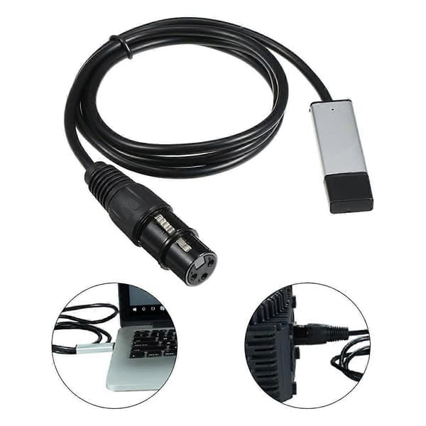 USB til Interface Adapter Kabel til Scene Disco Moving Light Computer PC DMX512 Controller Signal Konvertering[D] Black